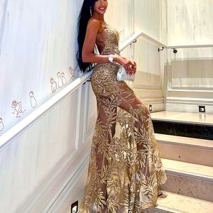 Nadine Merabi Stella Gold Dress